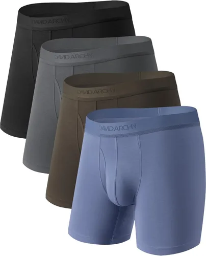 Vista 18 de DAVID ARCHY - Calzoncillos tipo bóxer para hombre (ultra suaves, con soporte, bolsillo, transpirables) en paquete múltiple Negro-a- 6.5