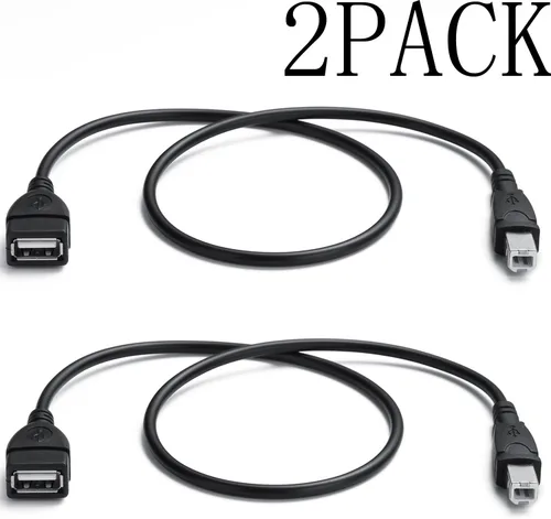 Vista 7 de YOUOWO Paquete de 2 cables USB 2.0 A hembra a USB B macho para cable de conexión extensor de impresora, adaptador USB_A/F-USB_B/M