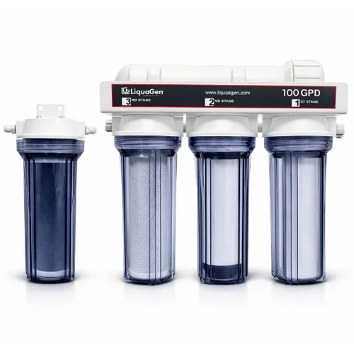 Vista 10 de LiquaGen - Sistema de filtración de agua de ósmosis inversa y desionización (RODI) Super Flow Manómetro con válvula de flotador Medidor digital