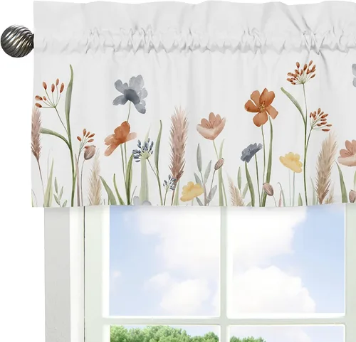 Vista 4 de Sweet Jojo Designs Cenefa de ventana de jardín floral bohemio para niña de flores, tratamiento de cortina para habitación de bebé, habitación