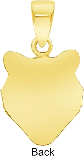 Vista 2 de Dije de cabeza de lobo mini de oro amarillo de 14 quilates, Oro amarillo, no aplica