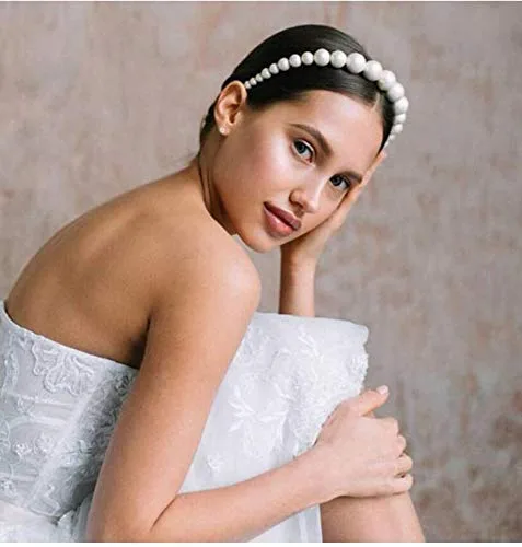 Vista 5 de 1 diadema de perlas, elegantes diademas de perlas de imitación blancas para el cabello, accesorios para el cabello para mujeres y niñas