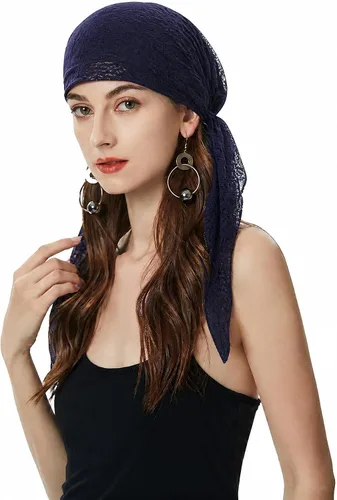 Vista 41 de ZLYC Gorro de quimioterapia para la cabeza preatado, gorro ligero para Verde (Lace Green)