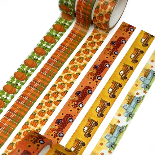 Vista 3 de allydrew Cinta decorativa Washi para álbumes de recortes, papelería, diario, fabricación de tarjetas (12 rollos), diversión de calabaza