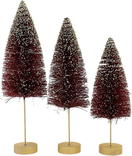 Vista 2 de Bethany Lowe Juego de 3 cepillos para botellas con brillo Ruby Gold