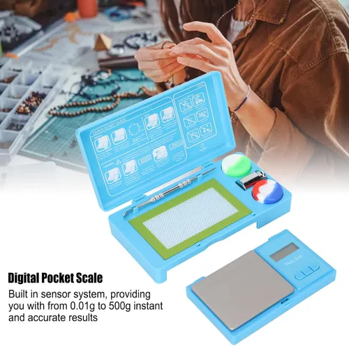 Vista 7 de Báscula digital de cocina, báscula digital de bolsillo, báscula multifuncional, escala electrónica de 0.00 oz a 17.64 oz con conversión de 7