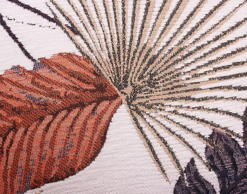 Vista 5 de Yeiotsy Funda de cojín decorativa, diseño de hojas tropicales, chenilla jacquard (rojo ladrillo, 18 x 18 pulgadas)