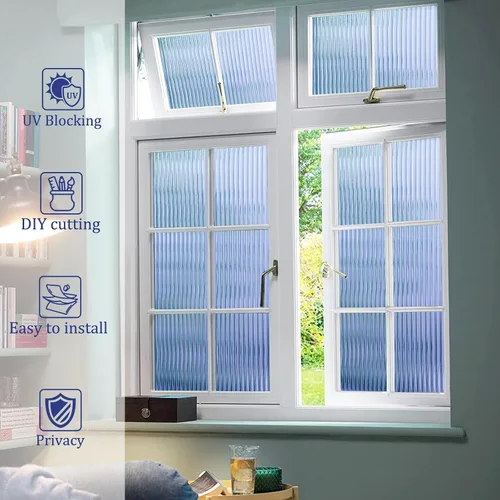 Vista 5 de Beautyhero - Película de privacidad para ventana, vidrio esmerilado con cañas, adherencia de vidrio 3D, cubiertas decorativas con bloqueo UV