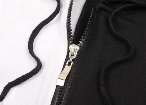 Vista 5 de GK-O Anime Monokuma - Sudadera con capucha de oso blanco y negro, disfraz de anime con cremallera, unisex, uniforme