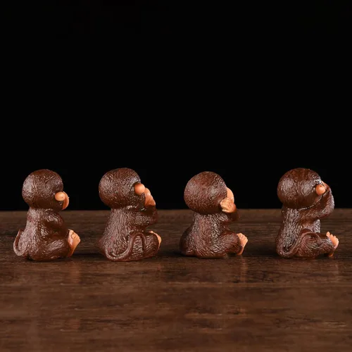 Vista 5 de Figuras de mono de resina See no Evil Hear No Evil Speak No Evil Do No Evil Juego de estatua de mono sabio, marrón, estatua de decoración