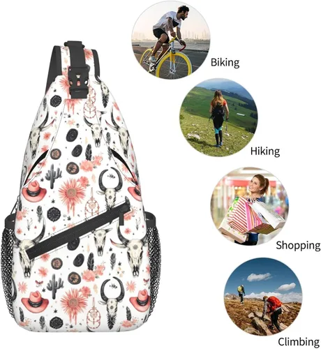 Vista 5 de Small Crossbody Bags for Women Men - Vintage Cowboy Skull Print Adjustable Shoulder Bag Fanny Packs Belt Sling Bag Crossbody Purses Backpack for