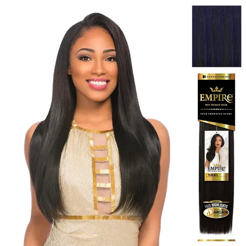 Vista 29 de Sensationnel - Cabello humano Empire Yaki, tejido sin enredos para un tejido rápido y estilo cosido para conseguir reflejos artificiales, paquete