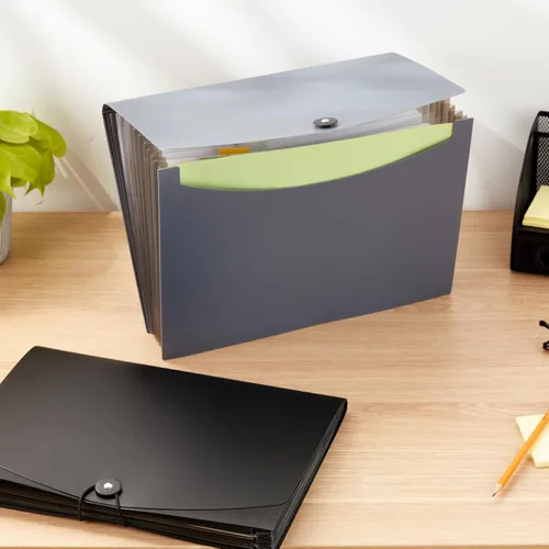 Vista 7 de Amazon Basics - Carpeta expandible organizadora de archivos, tamaño carta, negro y gris, 2