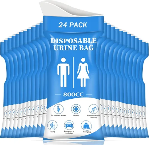 Vista 9 de DIBBATU Bolsa de orina desechable, 12/24 bolsas de orina para viajes para mujeres/hombres, bolsa de urinario portátil de emergencia de 27.1 fl oz