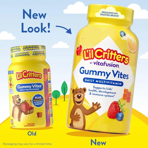 Vista 3 de L'il Critters Gummy Vites Multivitaminas Diarias para Niños Sabores de Frutas Surtidos para Edades 2+ Niños Pequeños y Niños, Vitamina Gomosa