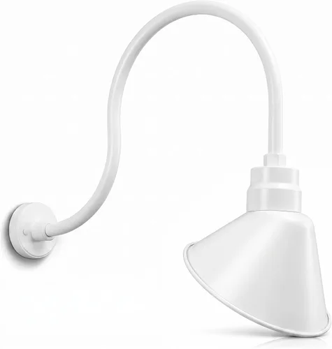 Vista 16 de Lámpara de señal de cuello de cisne de acabado galvanizado de 10 pulgadas con brazo de extensión de 22 pulgadas de largo, aplique de pared