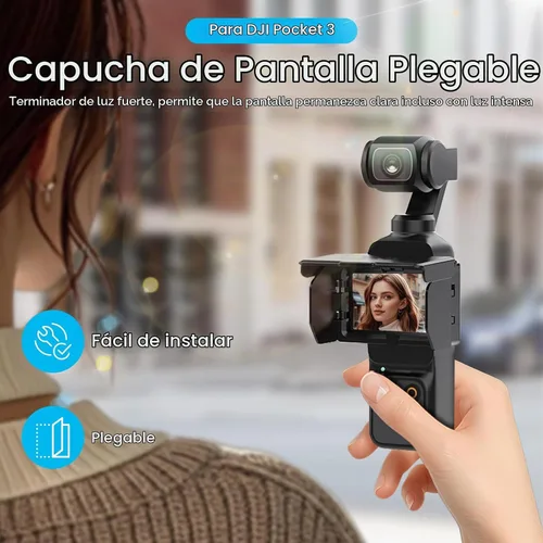 Vista 2 de REYGEAK - Parasol para DJI OSMO de bolsillo 4/3, cubierta de bolsillo de 3 pantallas, parasol protector plegable para DJI Pocket 4 accesorios
