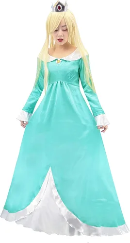 Vista 5 de Disfraz de princesa melocotón de Super Brothers para mujer, vestido de cosplay de Halloween