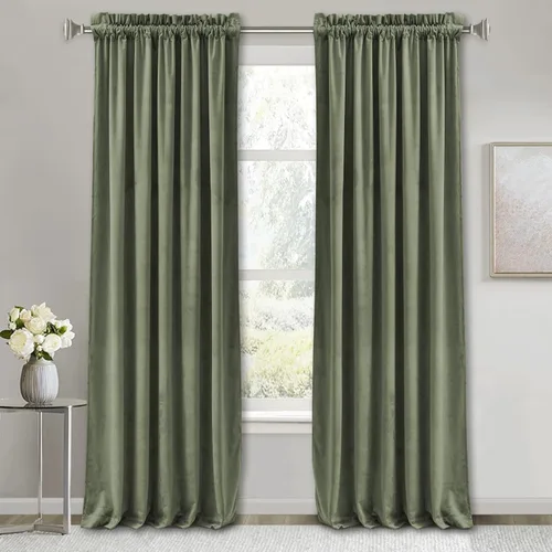 Vista 67 de RYB HOME Cortinas opacas de terciopelo para dormitorio, aislamiento térmico, privacidad, luz solar, bloqueo de calor, cortinas lujosas con bolsillo