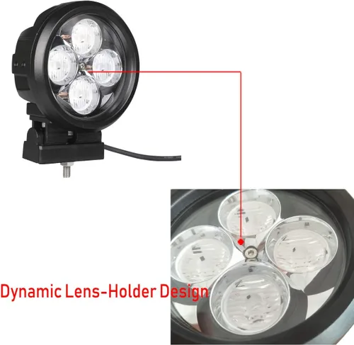 Vista 4 de Lightronic Luces de trabajo LED redondas todoterreno de 4 pulgadas, haz de inundación blanco frío de 6000 K, carcasa de aluminio resistente