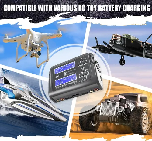 Vista 4 de LiPo Cargador de batería Dual RC Cargador de batería Descargador 240W 10A para 1-6S LiPo LiHV Li-ion Life 1-15S NiCD NiMH PB Baterías inteligentes