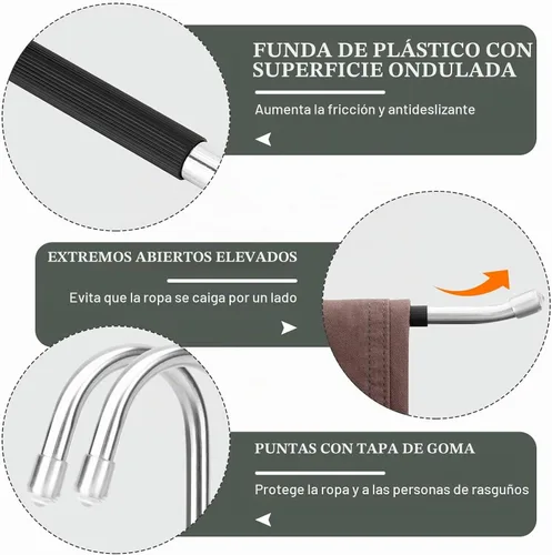 Vista 5 de DOIOWN - Perchas de extremo abierto para jeans - 10 perchas de jeans de acero inoxidable de 8 mm de grosor, perchas versátiles antideslizantes