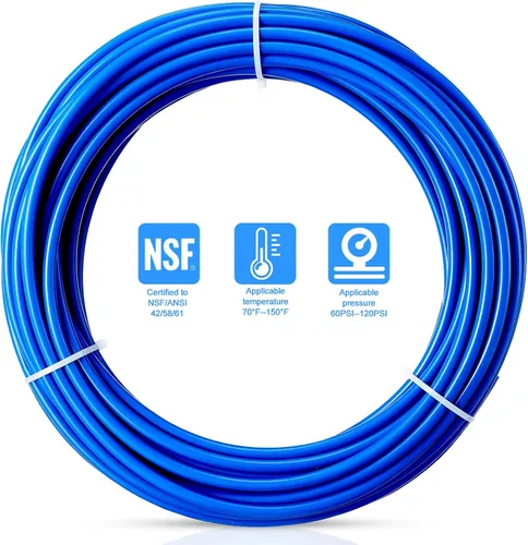 Vista 2 de Tubo de agua O.D.RO de 20 pies de 1/4 de pulgada, tubo certificado NSF para sistema de filtro de purificador de agua RO (ósmosis inversa), manguera