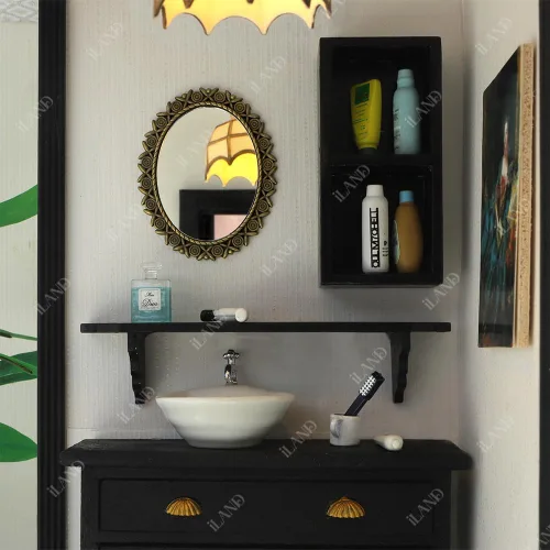 Vista 3 de iLAND Espejos para casa de muñecas, accesorios en miniatura para casa de muñecas a escala 1:12, mini espejo de vidrio con marco de metal