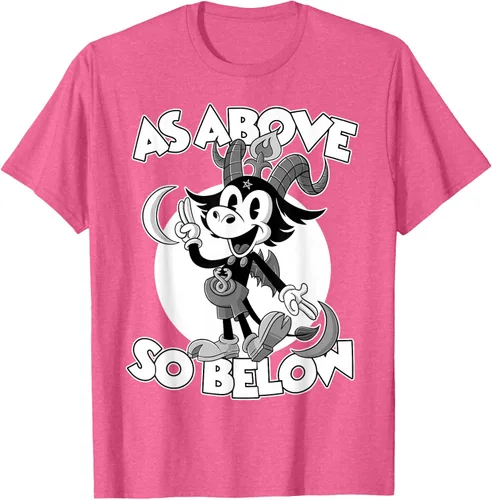 Vista 32 de Camiseta de dibujos animados retro de Baphomet Pagan As Above So Below, Negro, S