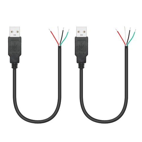 Vista 7 de Cable corto USB A hembra de 4 pines de 11 pulgadas, USB 5V/2A 4 pines Pigtail Cable de alimentación y datos de extremo abierto, para equipo USB