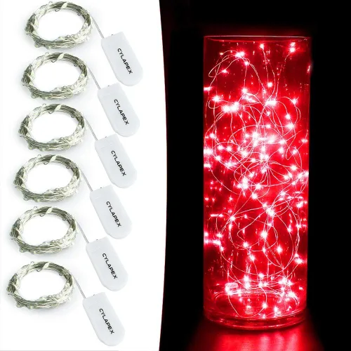 Vista 11 de Tira de luces led rutilantes con 20 luces de hadas led micro Cylapex, en cable de cobre revestido de plata de 3.3 pies, funciona con dos
