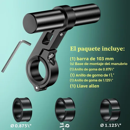 Vista 7 de BRCOVAN Extensiones extensoras de manillar de aleación de aluminio con barra transversal de 4 pulgadas de largo, se adapta a manillares de 0.875