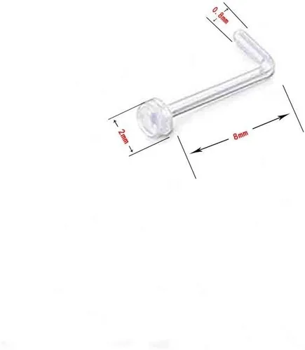 Vista 2 de Joyería 0.63 oz Clear Nose Septum Anillo Retenedor de Hueso Bioflex L Forma Anillos de nariz Studs Piercing Joyería Plana Top