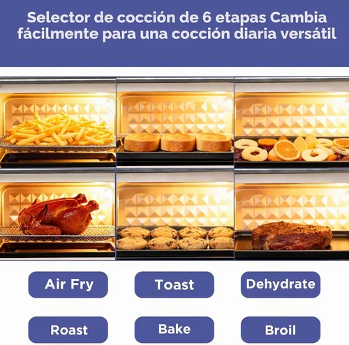 Vista 3 de Magnavox Home, horno freidora de aire de 16.5 cuartos de galón, con infusión de vapor, negro, horno de encimera de convección, 6 funciones