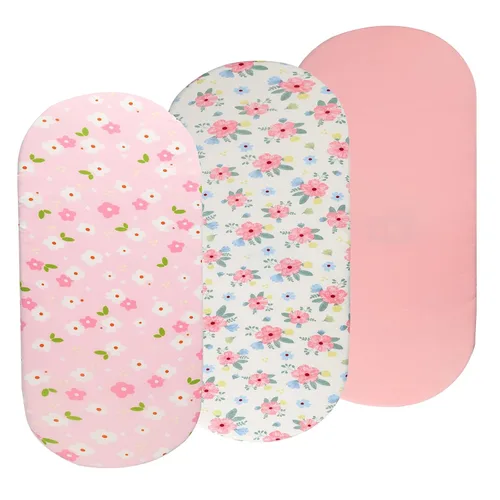 Vista 17 de Onacosht Juego de Sábanas de Moisés de 3 Piezas para Bebé Niño, Sábana Bajera Ajustable de Jersey Punto Suave Elástico Universal para Colchón