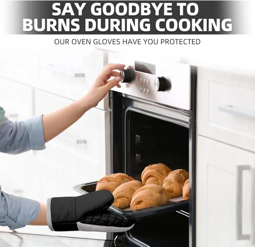Vista 6 de Mini guantes para horno, guantes para horno de cocina, guantes de cocina de 500 grados resistentes al calor, superficie de silicona antideslizante