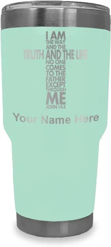 Vista 14 de LaserGram Vaso aislado al vacío de 20 onzas, versículo de la Biblia John 14-6, grabado personalizado incluido (negro) Engraved Gift for Christian