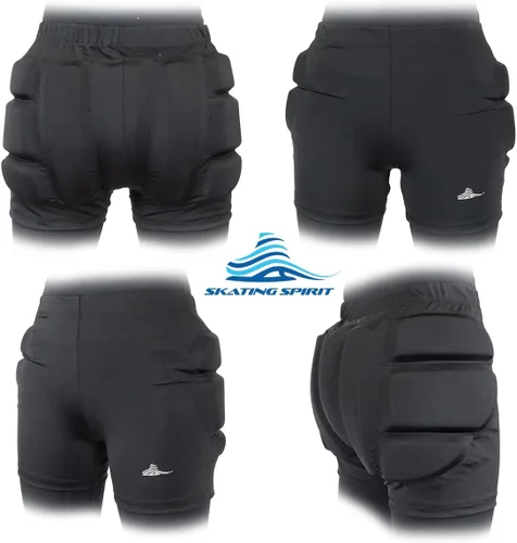 Vista 4 de Skating Spirit Pantalones cortos acolchados protectores para el coxis de la cadera y los glúteos para hielo patinaje sobre ruedas, patinaje sobre
