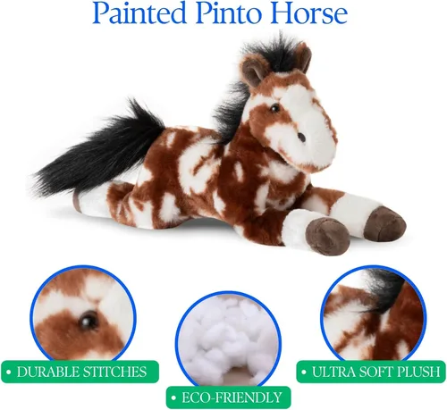 Vista 8 de The Petting Zoo Peluche de caballo pinto, diseño de caballo pinto, regalos para niños, animales salvajes de corral Onez, juguete de peluche