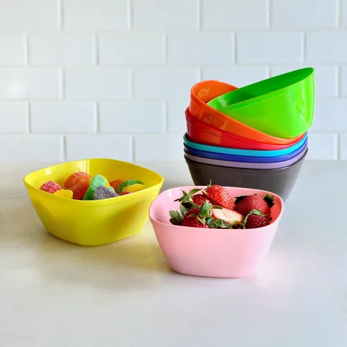Vista 3 de Youngever Paquete de 9 cuencos de plástico de 12 onzas para aperitivos y niños, juego de 9 colores arcoíris
