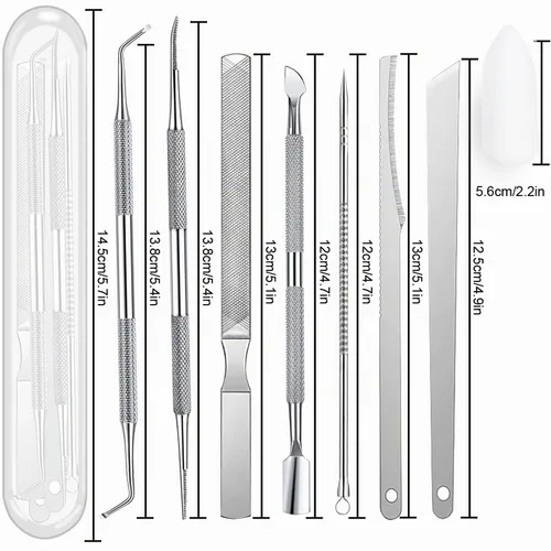 Vista 3 de Kit de herramientas para uñas encarnadas (10 unidades), herramienta de pie de tratamiento de uñas premium, utilizada para uñas gruesas y uñas Negro