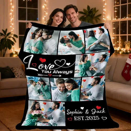 Vista 3 de Manta personalizada para adultos, manta de fotos personalizada para parejas, familia, niños, mascotas, regalo para cumpleaños, aniversario, Navidad