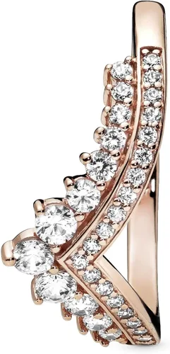 Vista 7 de Anillo Pandora Princess Wishbone - Anillo de oro rosa para mujer - Anillo de superposición - Regalo para ella - 14k de oro rosa con circonia cúbica