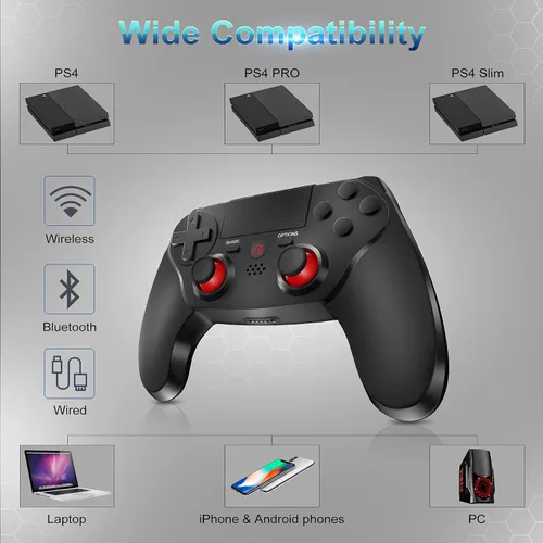 Vista 6 de Wireless Controller Compatible with PS4 System - Gamepad Joystick with Dual Vibration, 6-Axis Gyro Sensor, Audio Function for Playstation 4 SlimPro