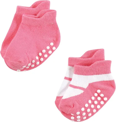 Vista 6 de Hudson Baby Calcetines antideslizantes unisex para bebé, Rosado Rosa Negro