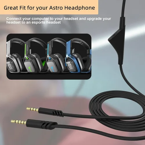 Vista 3 de Cable Astro A10 de repuesto de 6.6 ft con función de control de volumen compatible con A10, auriculares para juegos, AUX de 0.138 in para Xbox One