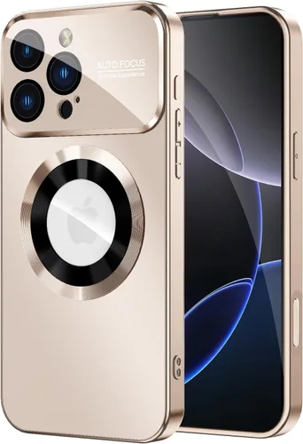 Vista 25 de MAKAVO Funda magnética para iPhone 12 Pro, compatible con MagSafe, protector de lente de cámara integrado, vista de logotipo, funda de teléfono a