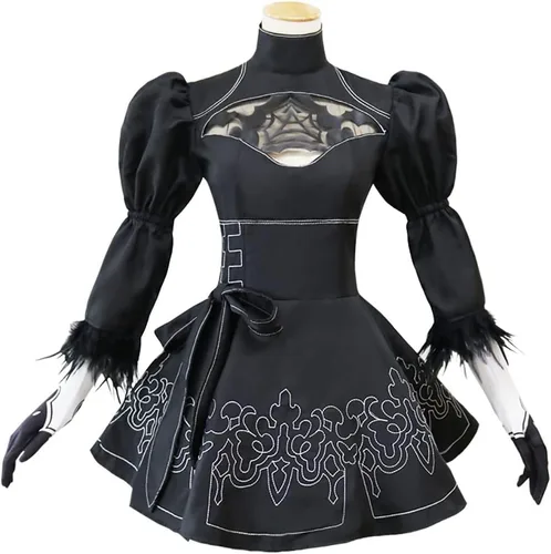 Vista 2 de Smehei Disfraz de cosplay, vestido negro, conjunto completo de fiesta de disfraces de Halloween