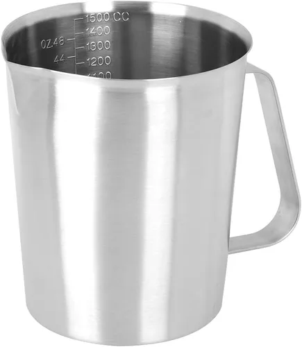 Vista 4 de Jarra de espuma de leche de acero inoxidable, jarra grande con escamas espumador de leche, taza de vaporizador, taza de crema, jarra de vertido