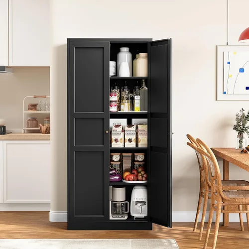 Vista 34 de Yizosh Small Metal Garage Storage Cabinet,Kitchen Pantry Storage Cabinet Negro